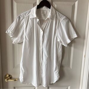 J. Crew White Button Down Shirt Short Sleeve Classic Office Career Workwear